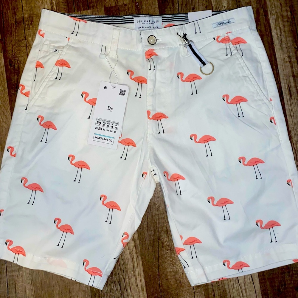 Denim & Flower Flamingo Shorts